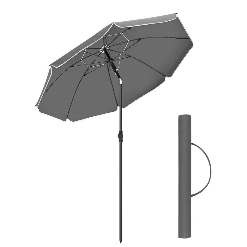 Se Strandparasol Ø 1,6 M - Ø160 parasol til strand - grå - Haveparasoller > Strandparasoller - parasoller til strand - Daily-Living hos Daily-Living.dk