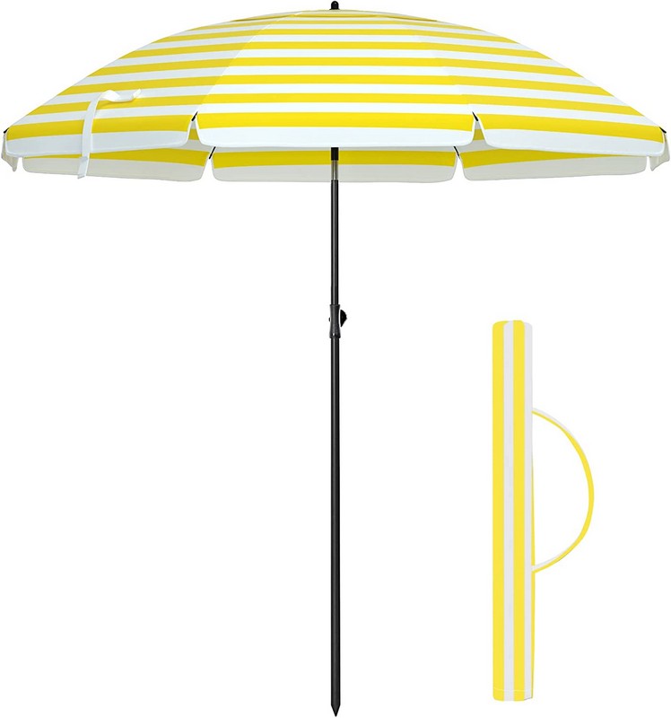 Billede af Strandparasol Ø 2 M - Ø200 parasol til strand - gul og hvid - Haveparasoller > Strandparasoller - parasoller til strand - Daily-Living