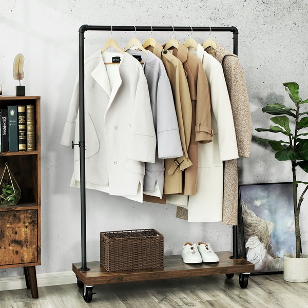 Billede af Tøjstativ på hjul - garderobestativ med hylde og tøjstang - Entremøbler og garderobe > Knagerækker og garderobe - Daily-Living