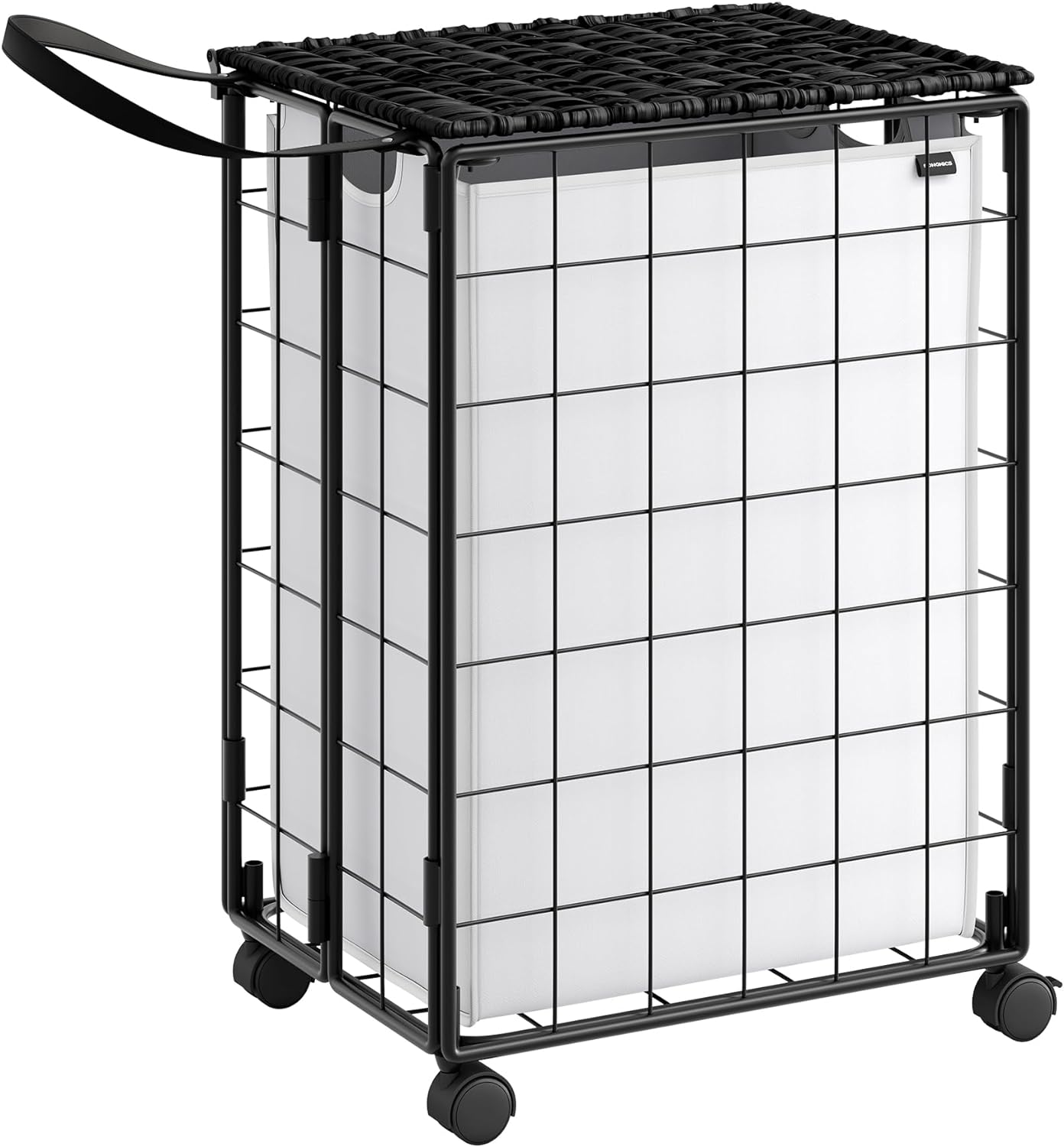 Vasketøjskurv på hjul med vasketøjspose – 90 liter – hvid – Vasketøjskurve og vasketøjsposer – Daily-Living
